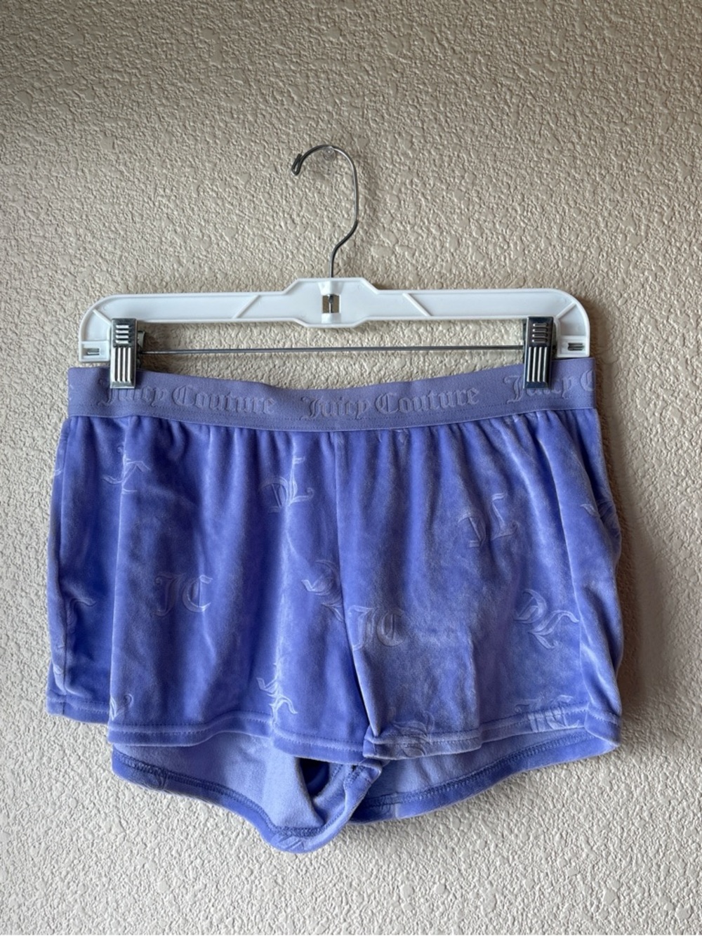 Juicy Couture Lavender Velour Lounge Shorts with Embossed Logo women’s medium